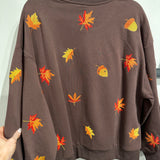 Brown Big Turkey & Leaves Sweatshirt | Queen Of Sparkles