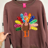 Brown Rainbow Flower Turkey Sweatshirt | Queen Of Sparkles