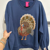 Navy Big Turkey Sweatshirt | Queen Of Sparkles