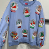 Powder Blue Christmas Snow Globe Sweatshirt | Queen Of Sparkles
