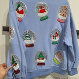 Powder Blue Christmas Snow Globe Sweatshirt | Queen Of Sparkles