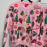 Light Pink Christmas Icons Sweatshirt | Queen Of Sparkles
