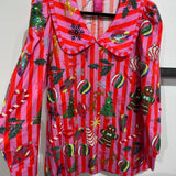 Pink & Red Stripe Christmas Icon Collar Dress | Queen Of Sparkles
