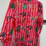 Pink & Red Stripe Christmas Icon Collar Dress | Queen Of Sparkles