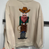 Beige Cowboy Nutcracker Sweatshirt | Queen Of Sparkles
