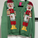 Green Mrs.Clause Button Up Cardigan | Queen Of Sparkles