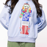 Powder Blue Skiing Nutcracker Sweatshirt | Queen Of Sparkles