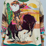 Multi Vintage Cowboy Santa Sweatshirt | Queen Of Sparkles