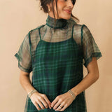 Evergreen Sheer Overlay Dress