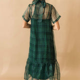 Evergreen Sheer Overlay Dress