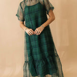 Evergreen Sheer Overlay Dress
