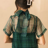 Evergreen Sheer Overlay Dress