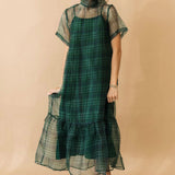 Evergreen Sheer Overlay Dress