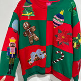 Green & Red Checkered Christmas Icon Sweatshirt | Queen Of Sparkles