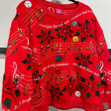 Red Christmas Music Notes Sweatshirt | Queen Of Sparkles
