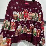 Plum Snowy Christmas Village Sweatshirt | Queen Of Sparkles
