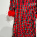 Red & Green Plaid Feather Sleeve Button Up Midi Dress | Queen Of Sparkles