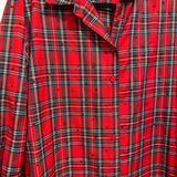 Red & Green Plaid Feather Sleeve Button Up Midi Dress | Queen Of Sparkles