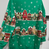 Green Snowy Christmas Village Sweatshirt Dress | Queen Of Sparkles