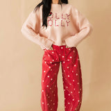 Polka Dot Barrel Pant | Red