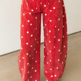 Polka Dot Barrel Pant | Red