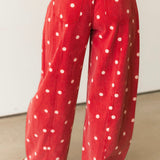 Polka Dot Barrel Pant | Red