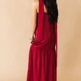 Daliah Maxi Dress W Scarf | Burgundy