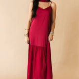 Daliah Maxi Dress W Scarf | Burgundy