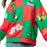 Green & Red Checkered Christmas Icon Sweatshirt | Queen Of Sparkles