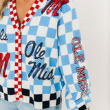 Licensed Ole Miss Checkered Team Icons Cardigan | Queen Of Sparkles