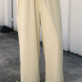 Gingham Wide Leg Pant | Green