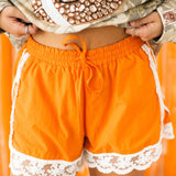 Lace Trim Athletic Shorts | Orange