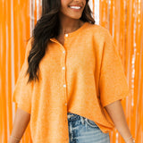 Oversized Button Down Sweater | Orange