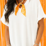 Ribbed Short Sleeve Top | White