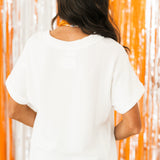 Ribbed Short Sleeve Top | White