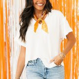 Ribbed Short Sleeve Top | White