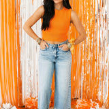 Sleeveless Sweater With Bow | Orange
