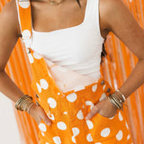 Polka Dot Short Overalls | Orange White