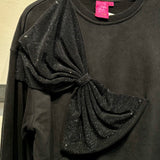 Black Oversized Rhinestone Bow Sweatshirt