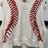 White Baseball Stitch Sweater Vest | Queen Of Sparkles