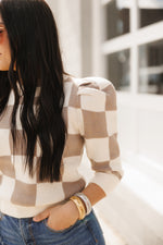 CHECKER SWEATER | TAUPE