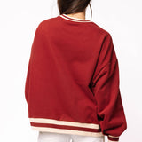 Maroon & Ivory Rhinestone 'Stuffed' Sweatshirt | Queen Of Sparkles