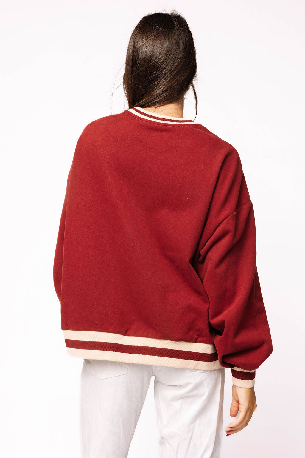 Maroon & Ivory Rhinestone 'Stuffed' Sweatshirt | Queen Of Sparkles Lexi ...