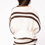 White & Brown Stripe 'Gobble' Long Sleeve Sweater | Queen Of Sparkles