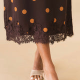 Polka Dot Maxi Skirt | Brown Rust