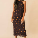 Polka Dot Halter Top | Brown Rust