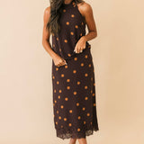 Polka Dot Halter Top | Brown Rust