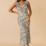 Zebra Print Midi Dress | Brown