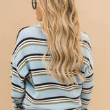 Stripe Soft Sweater Cardigan | Blue