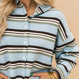 Stripe Soft Sweater Cardigan | Blue